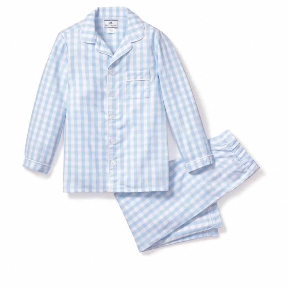 Petite Plume Boys Light Blue Gingham Pajama Set SPJBG103 Size 3 NWT